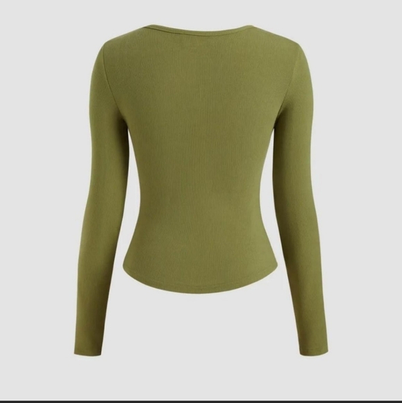 Rib scoop neck long sleeve tee - Picture 2 of 6